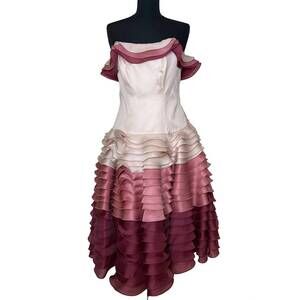 NEW ISABEL SANCHIS women's silk tiered dress in silk